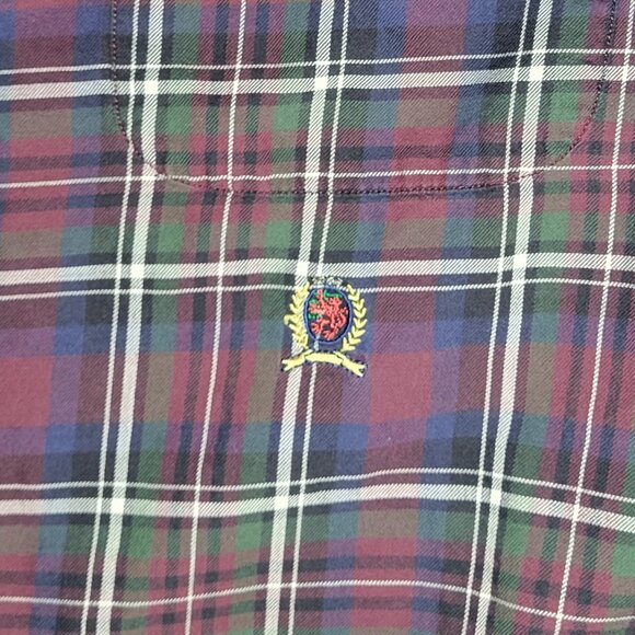 Tommy Hilfiger Mens Purple White Green Plaid Long Sleeve Button Up Shirt Size XL - Picture 5 of 12
